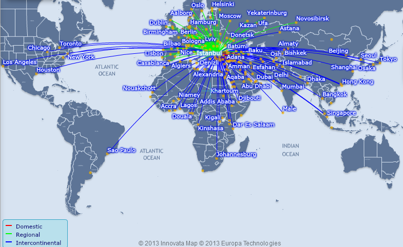 turkish airlines route map