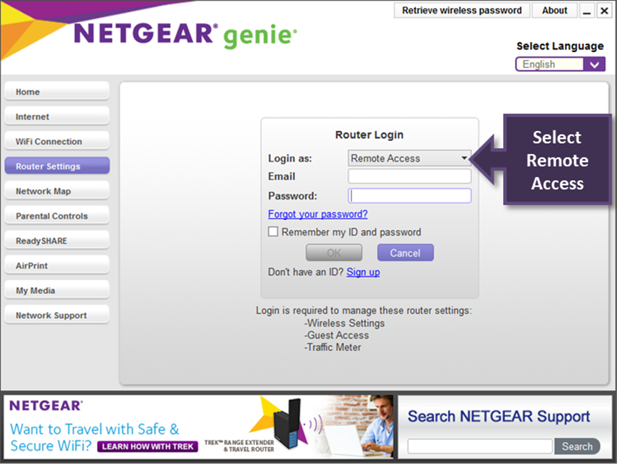 log into netgear