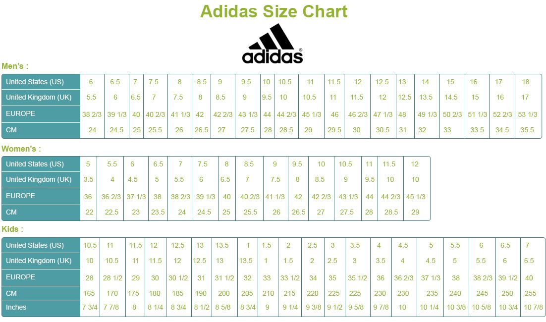 shoe size conversion adidas