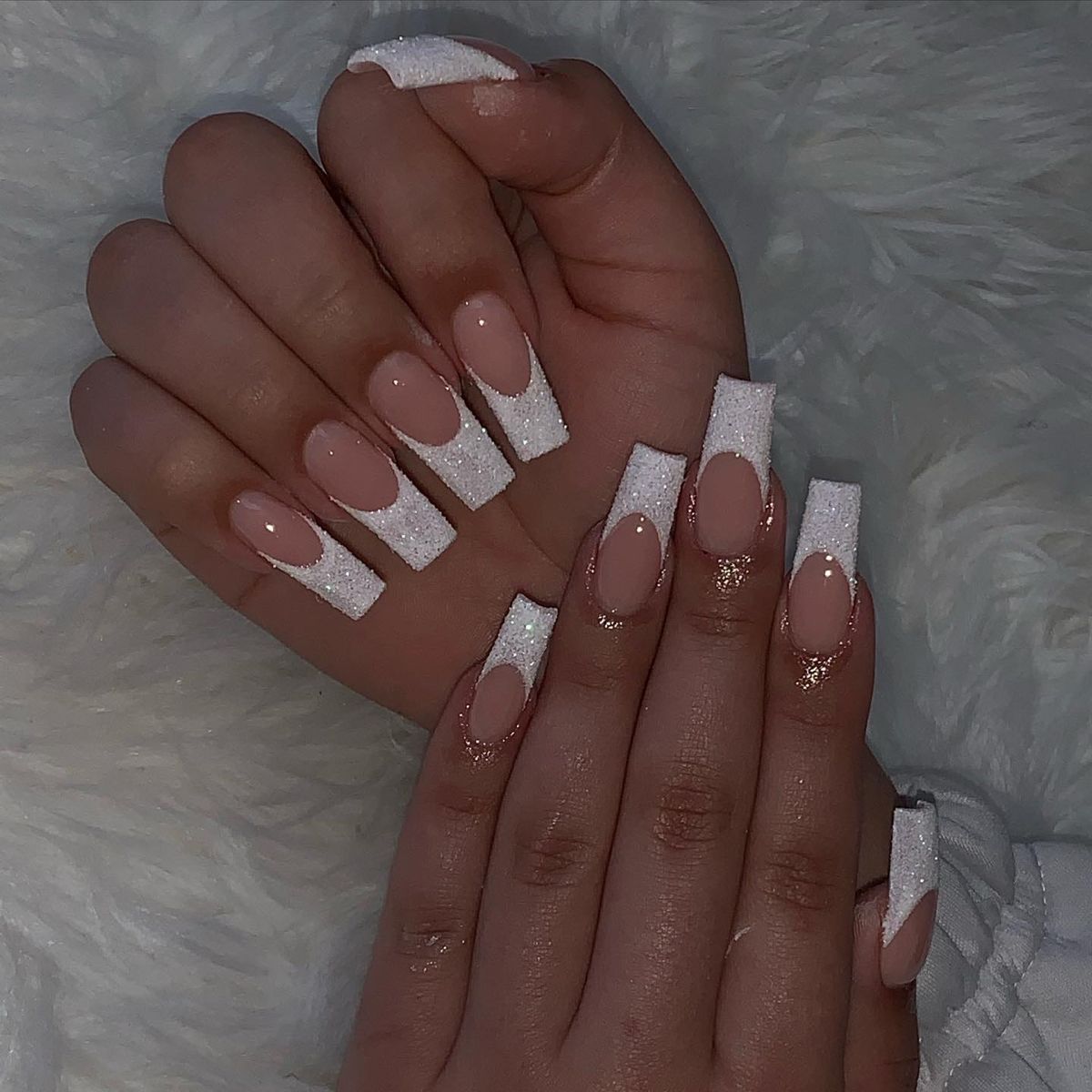 french tip with glitter