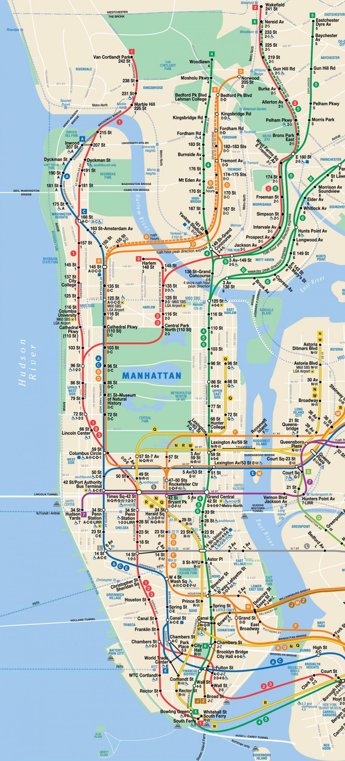 nyc subway manhattan map