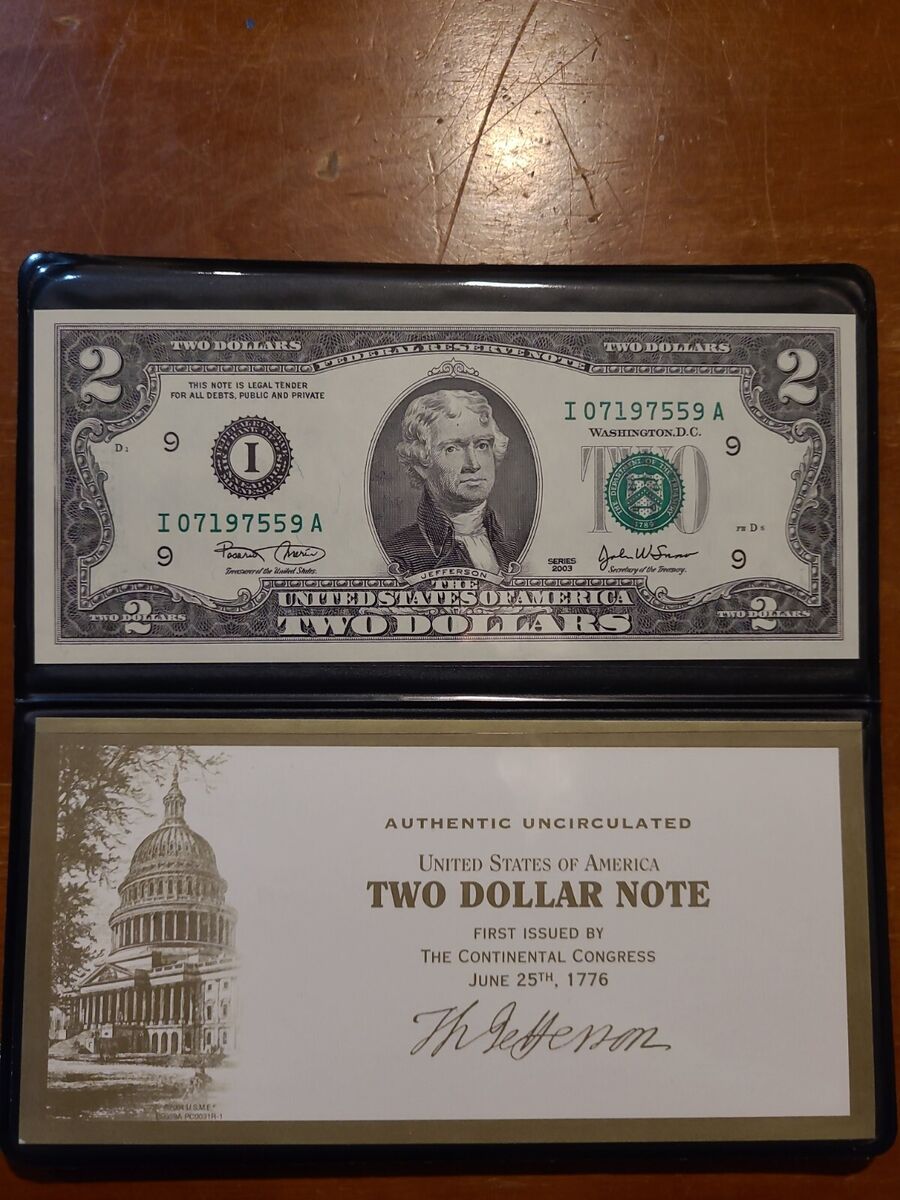 uncirculated 2003 2 dollar bill