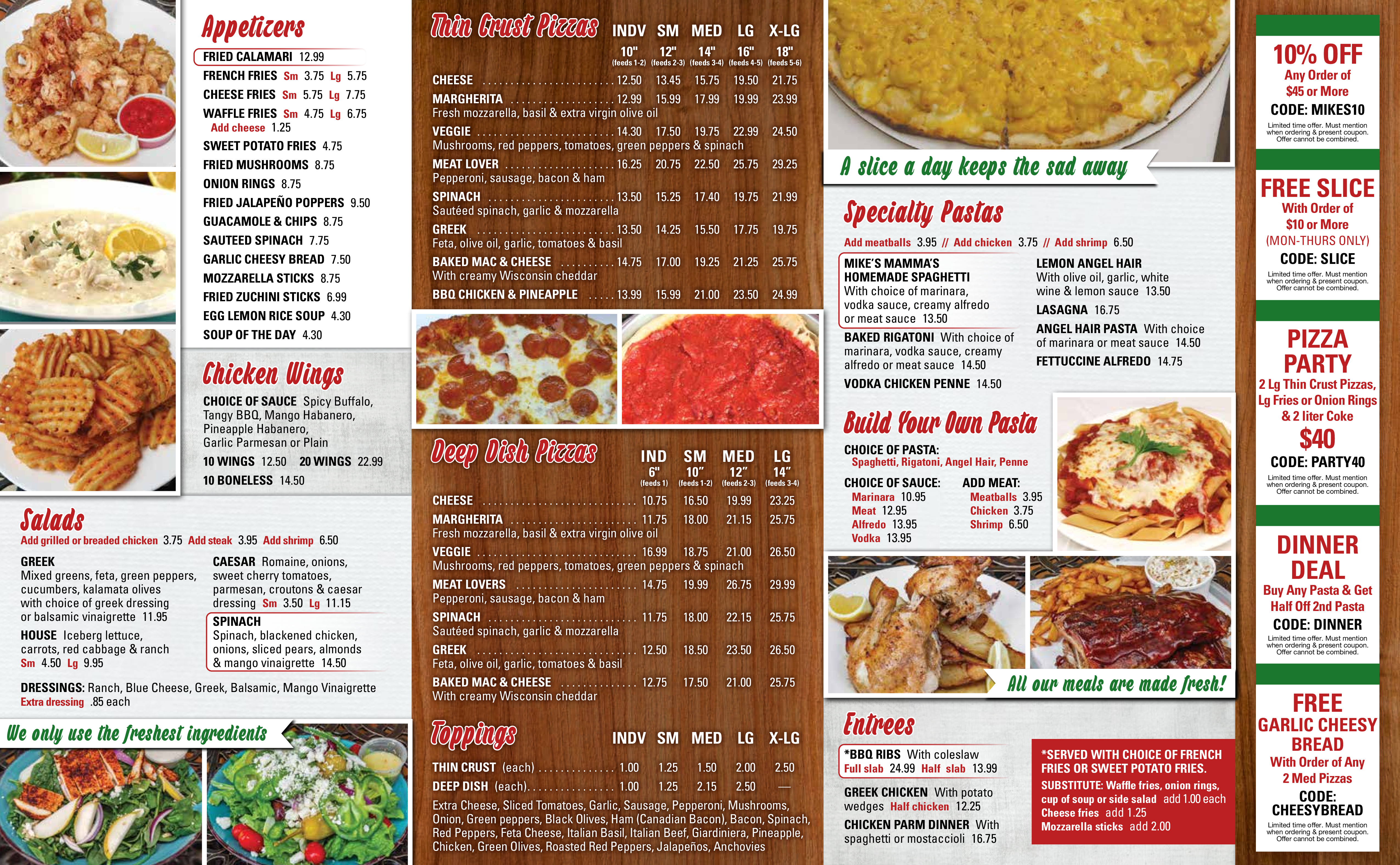 mikes pizza fitchburg menu