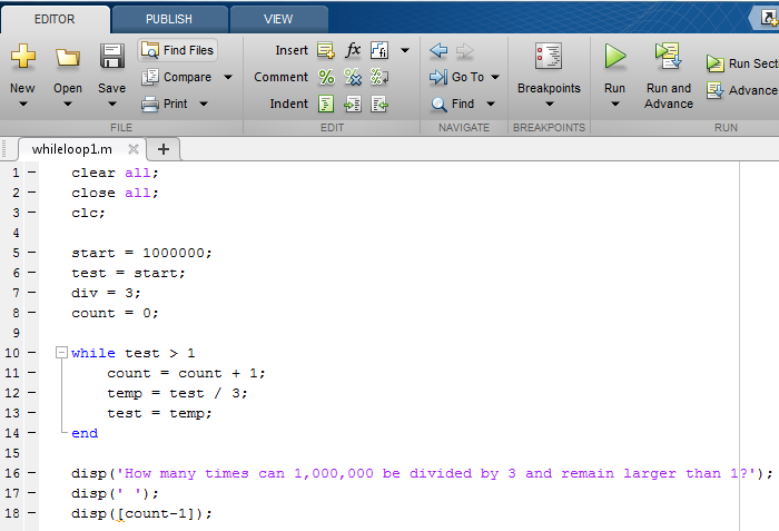 matlab looping