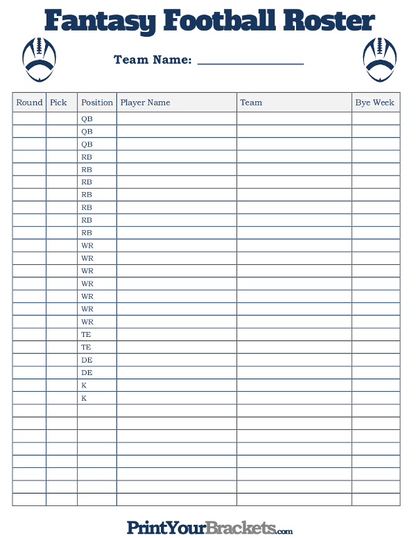 free fantasy football draft sheets