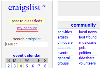 craigslist login