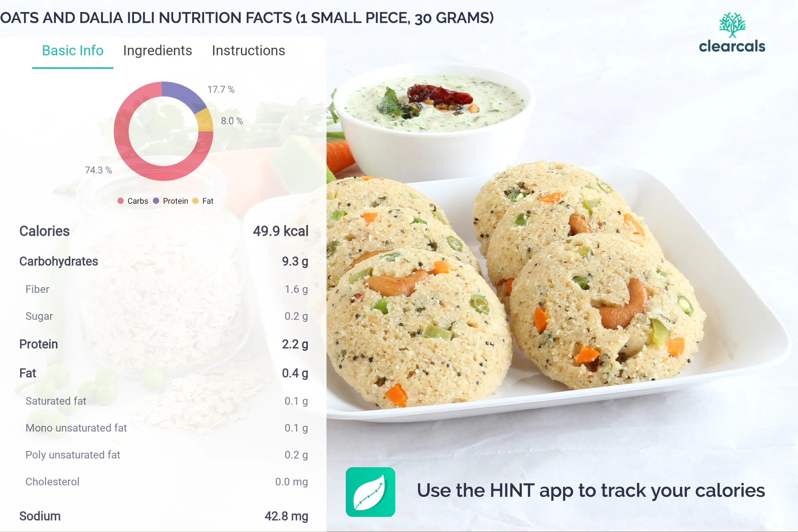 4 idli sambar calories