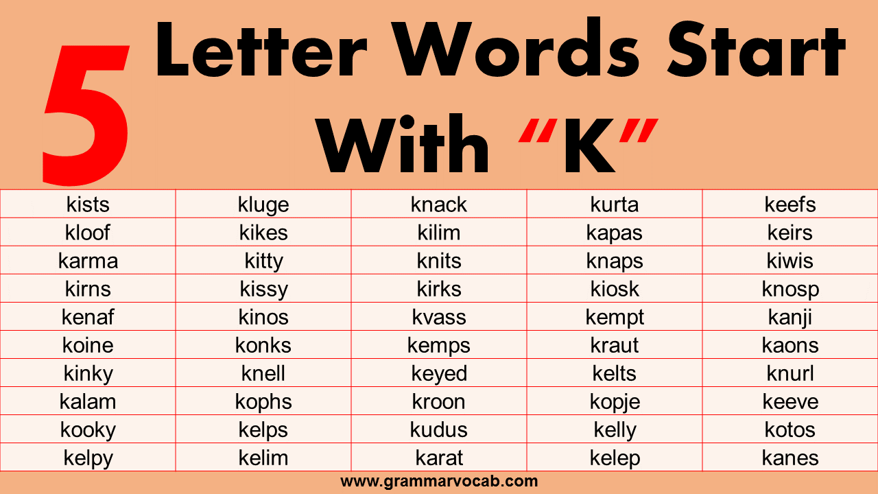 5 letter words ka