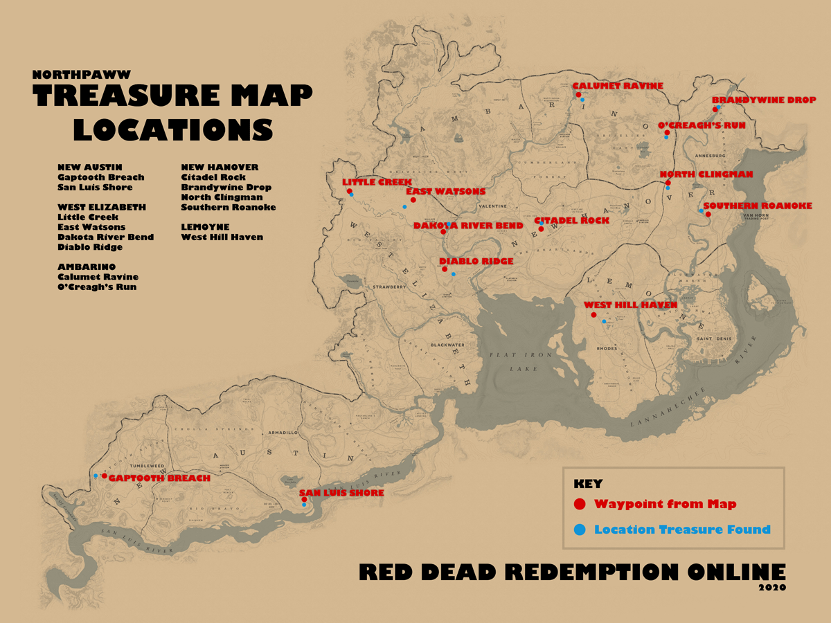 where to get treasure maps rdr2