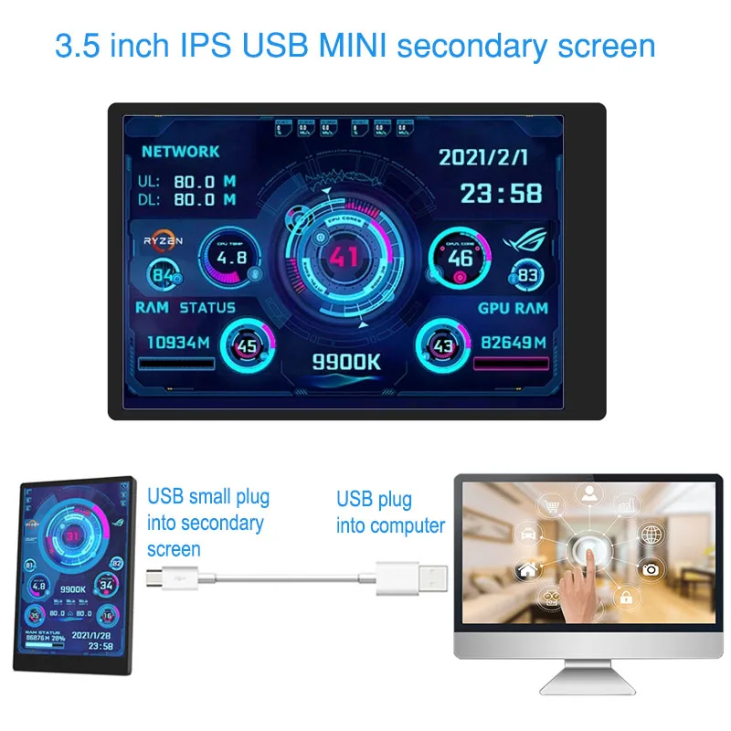 3.5 inch ips type-c secondary screen