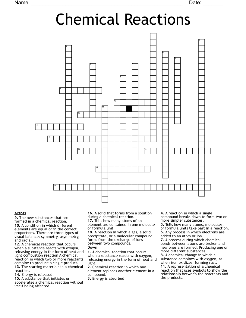 reaction crossword clue