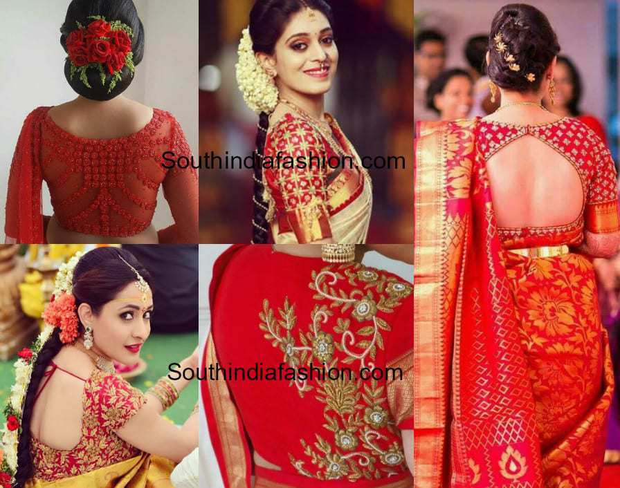 red silk saree blouse designs