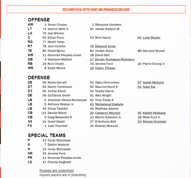 browns depth chart