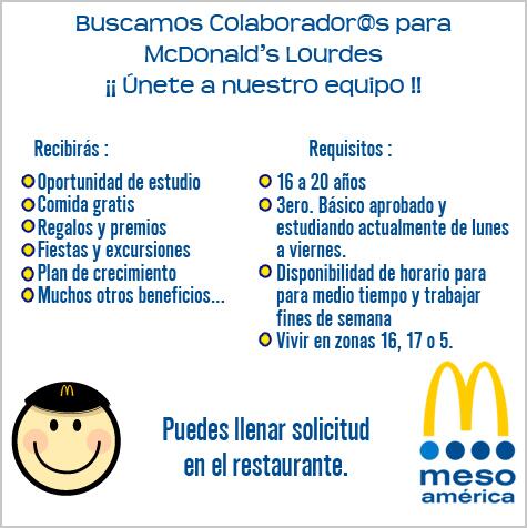 mcdonalds trabajo medio tiempo