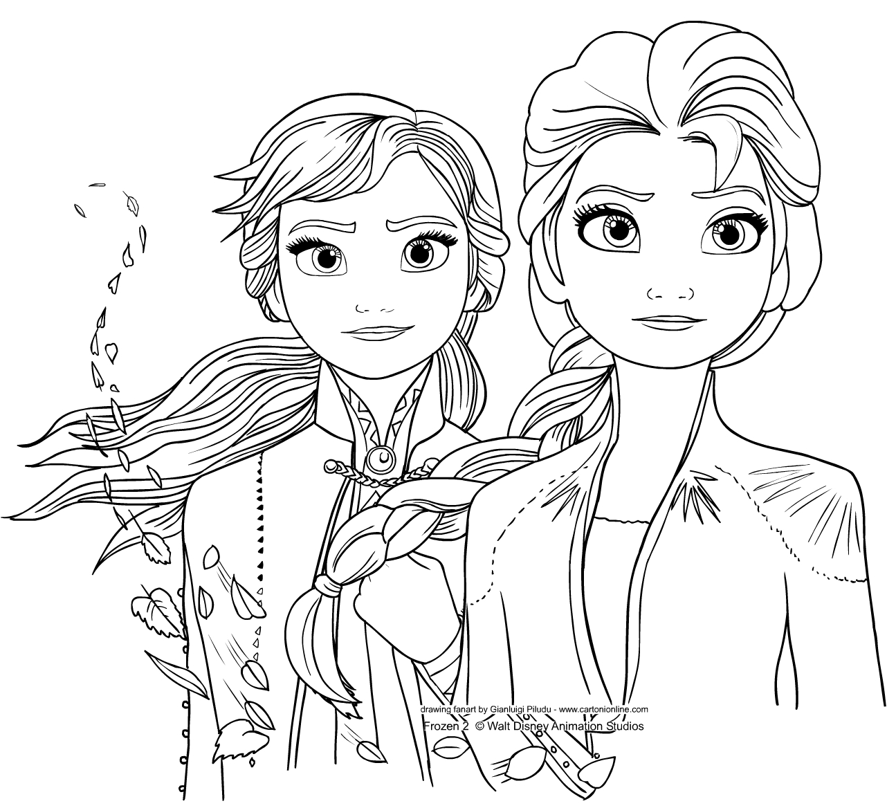 dibujos de elsa y anna para colorear e imprimir