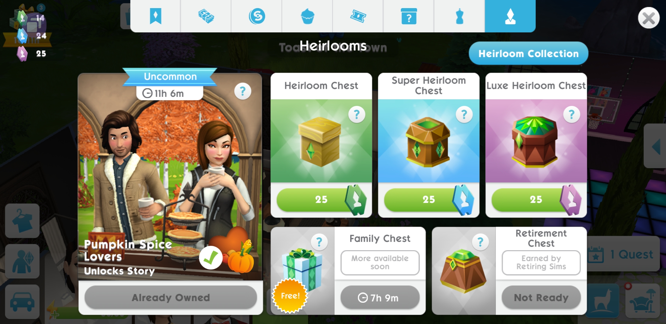 how to open heirloom chest in sims mobile