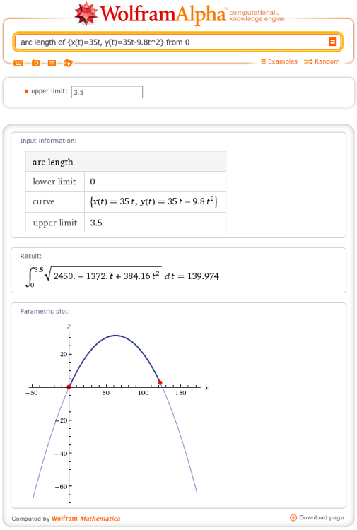 arc length mathematica