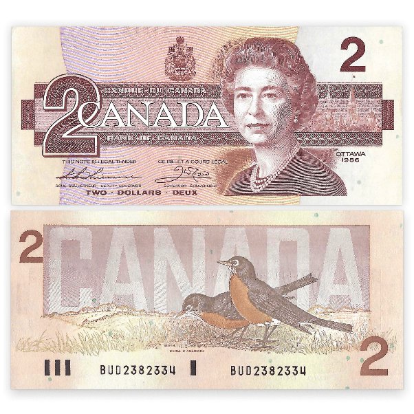 canadian $2 bill 1986