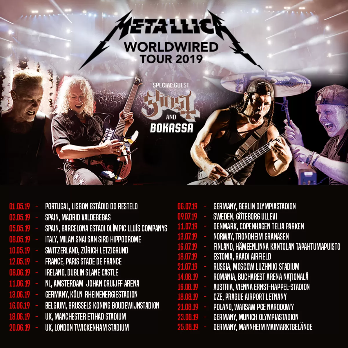 metallica concert list