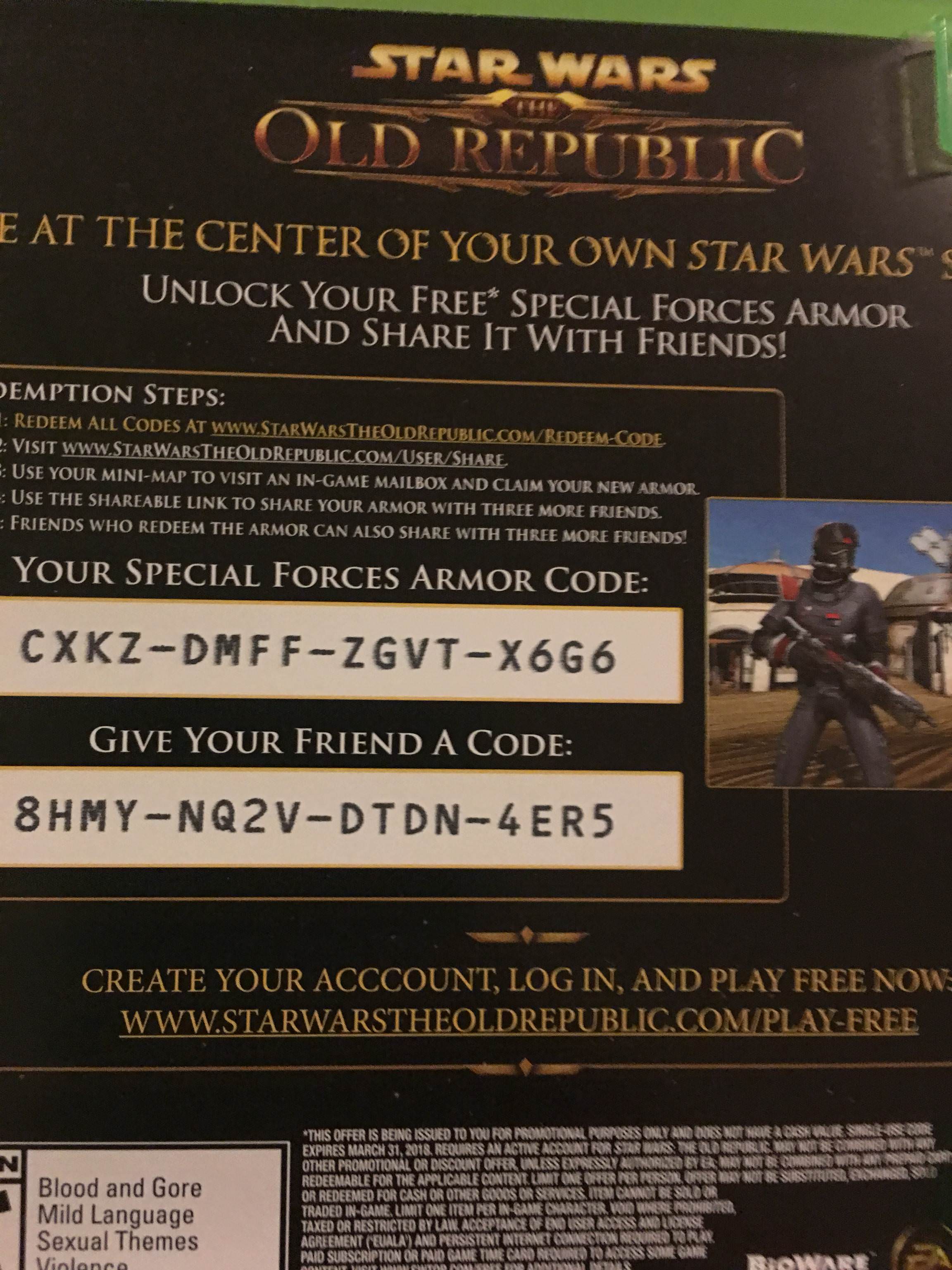 star wars the old republic code