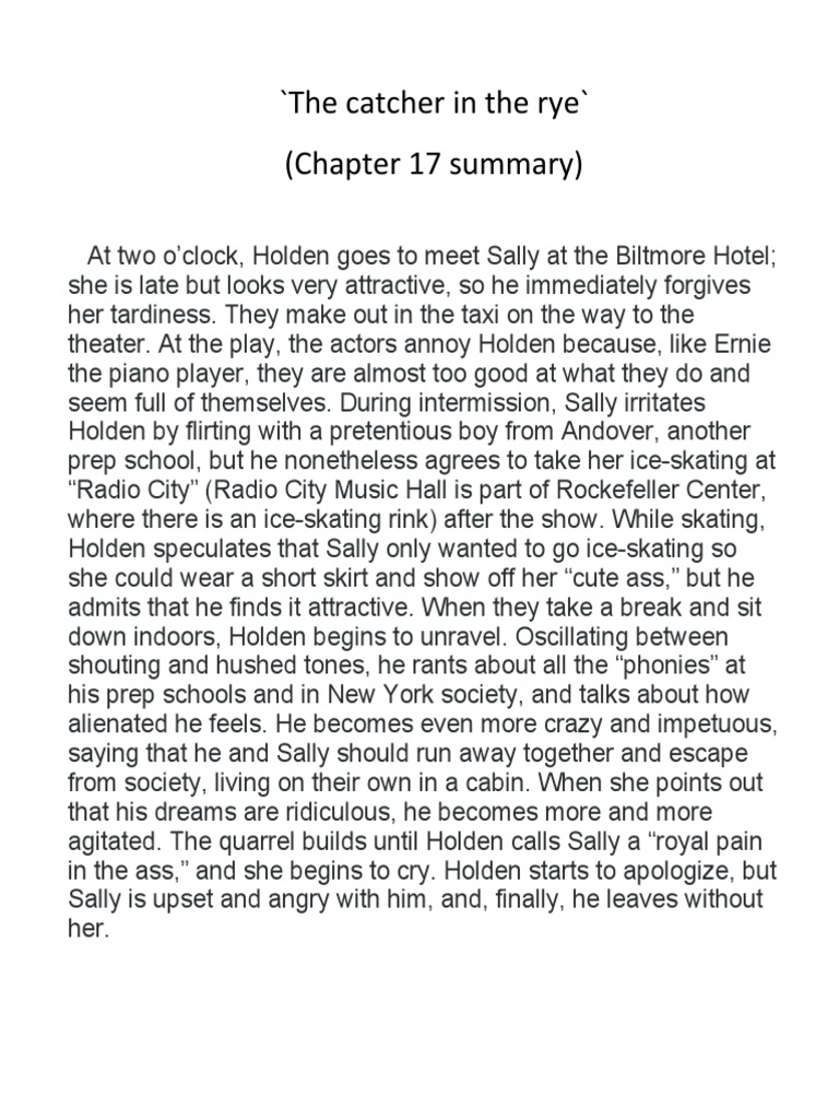 chapter summary catcher in the rye