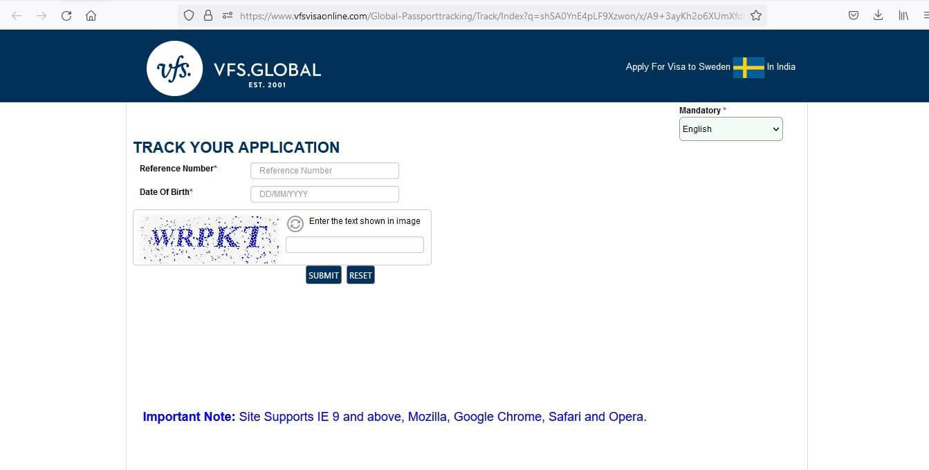 vfs sweden visa tracking