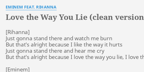 love the way you lie clean lyrics