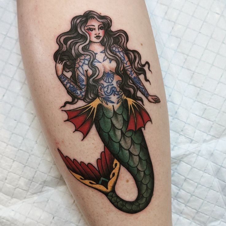 classic mermaid tattoo