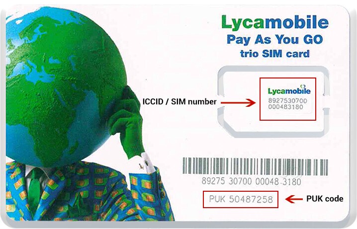 puk code for lycamobile