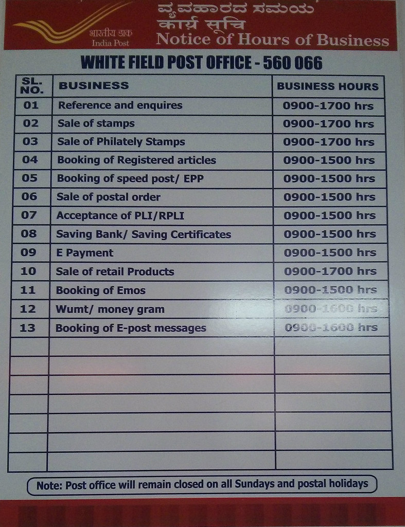 post office timings near me