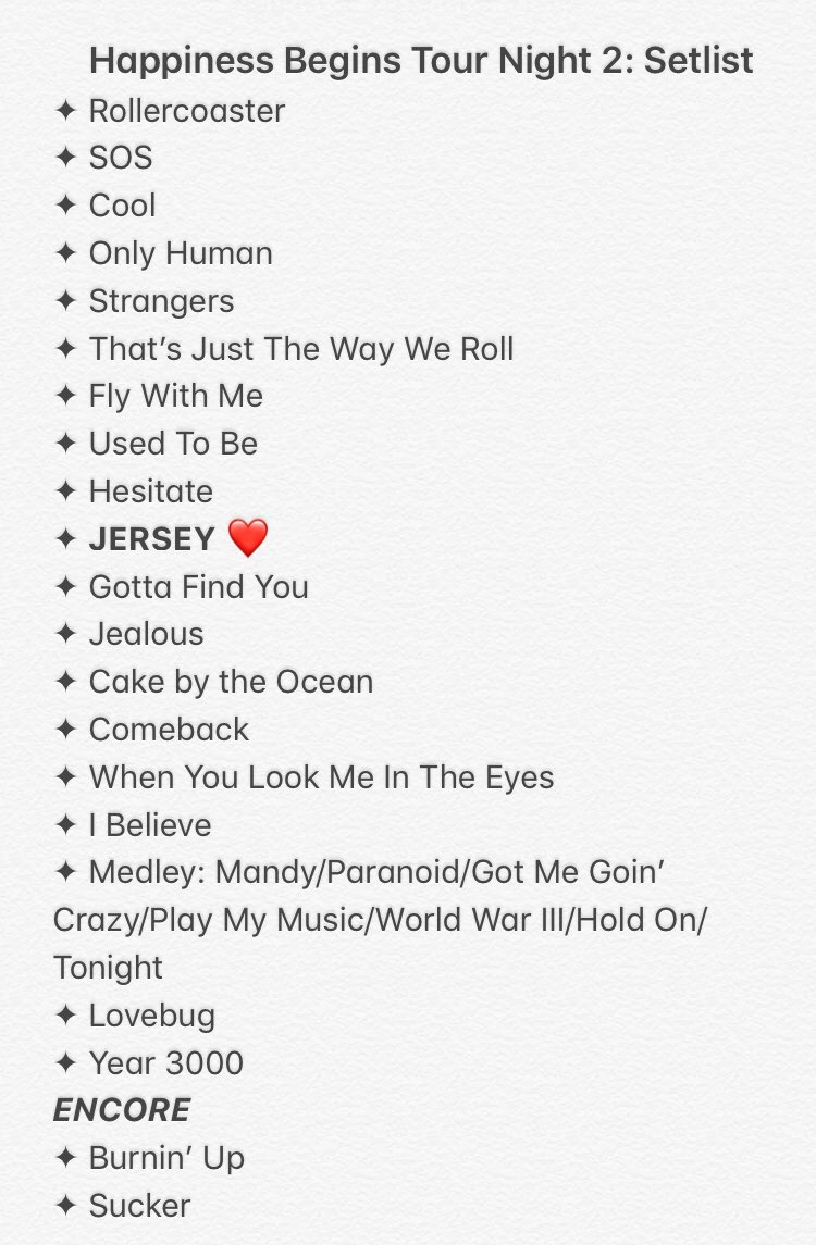 happiness begins tour setlist