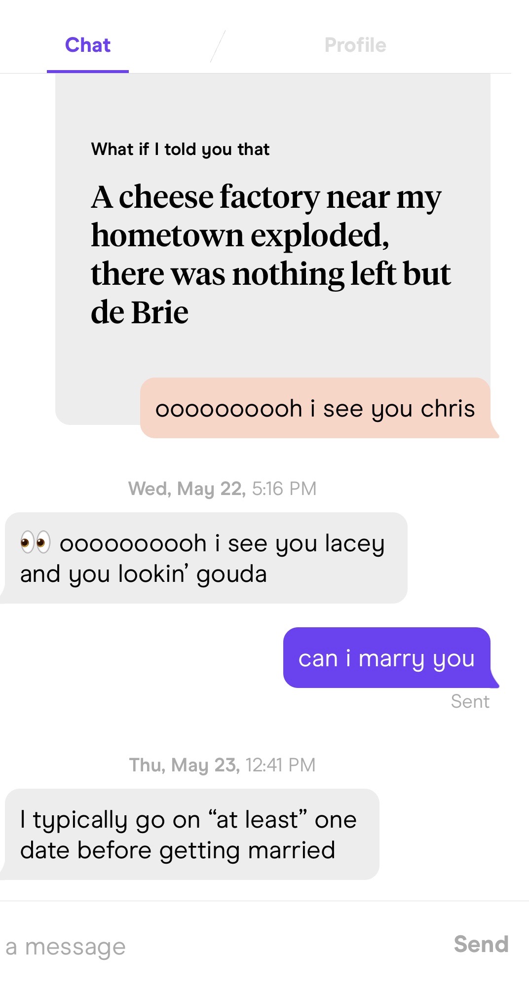 funniest hinge responses