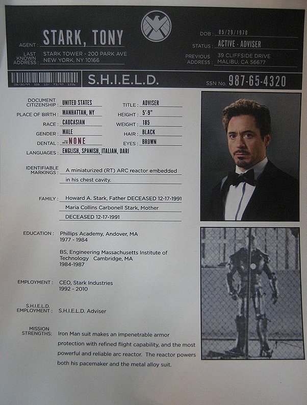 tony stark full name