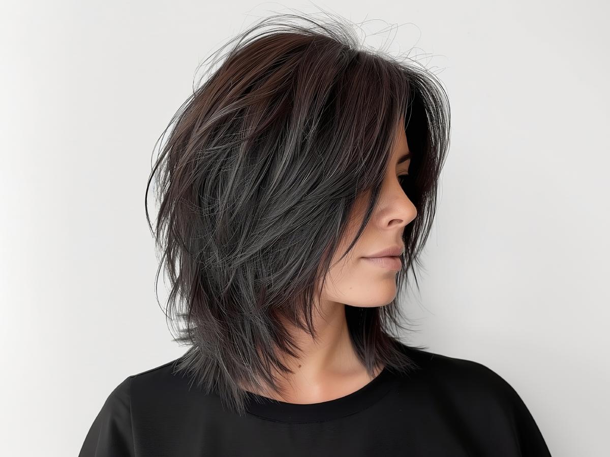 medium length straight layered hair