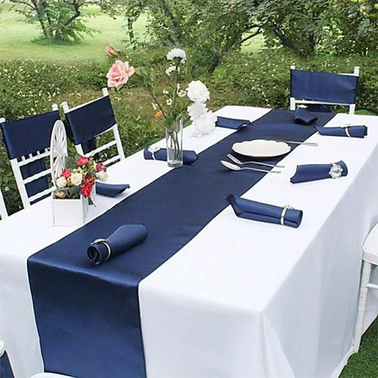 blue table runners wedding