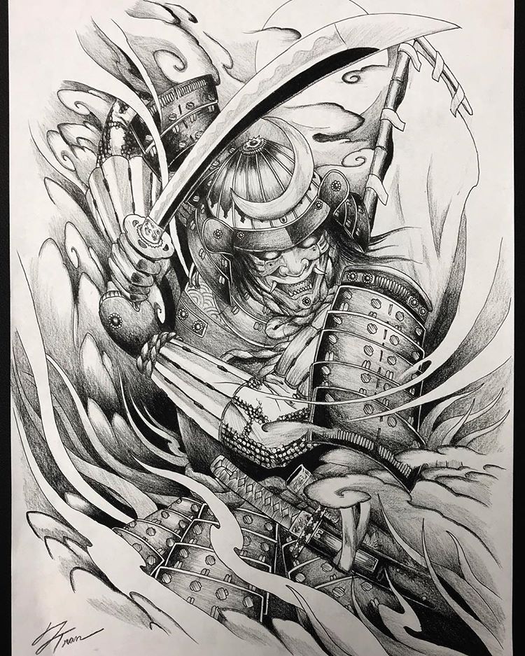 samurai tattoo sketch