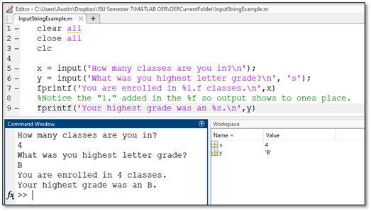 matlab print text