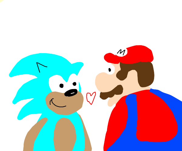 sonic and mario kissing gif