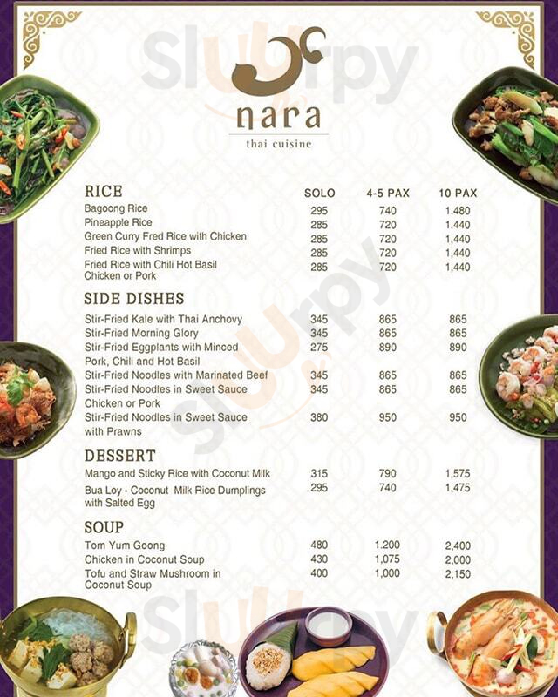 narai thai restaurant menu