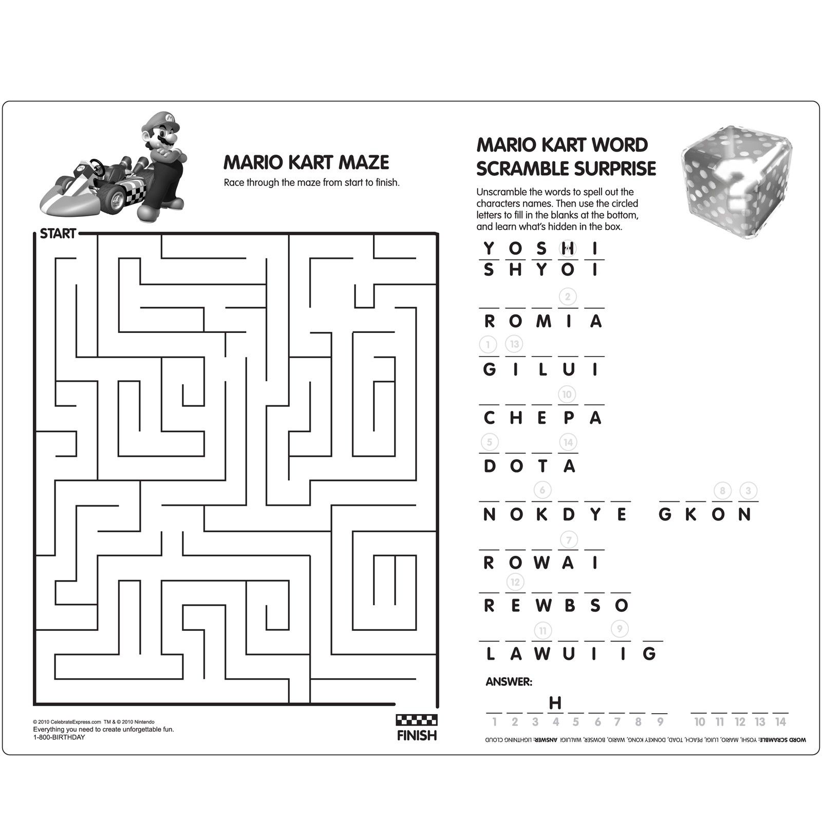 mario bros activity sheets