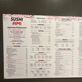 sushi ami menu