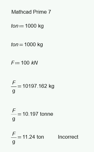 convert kilonewtons to tons