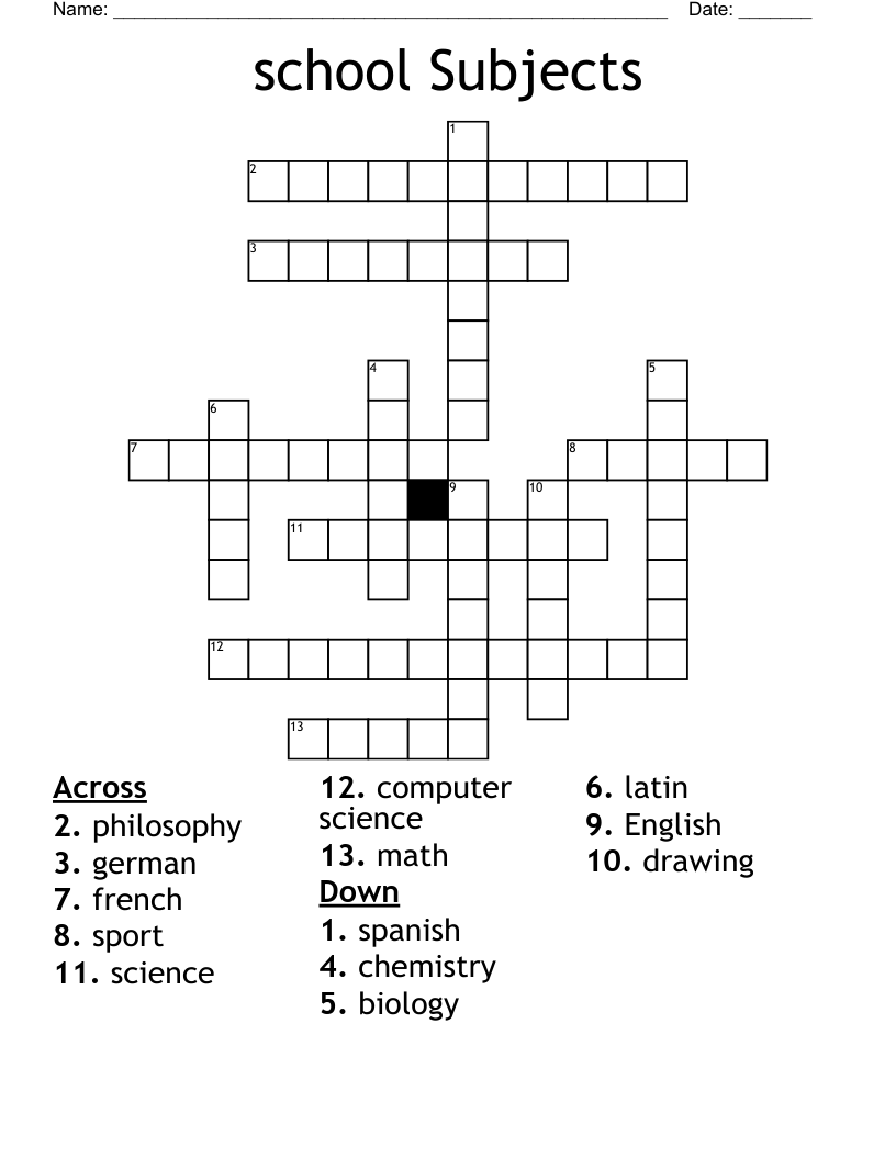 crossword clue subject
