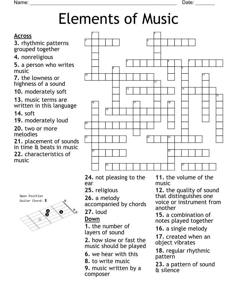 pattern of sounds crossword