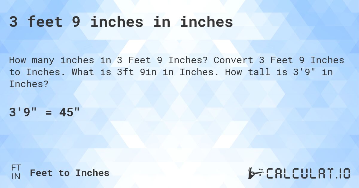 3 foot 9 in inches