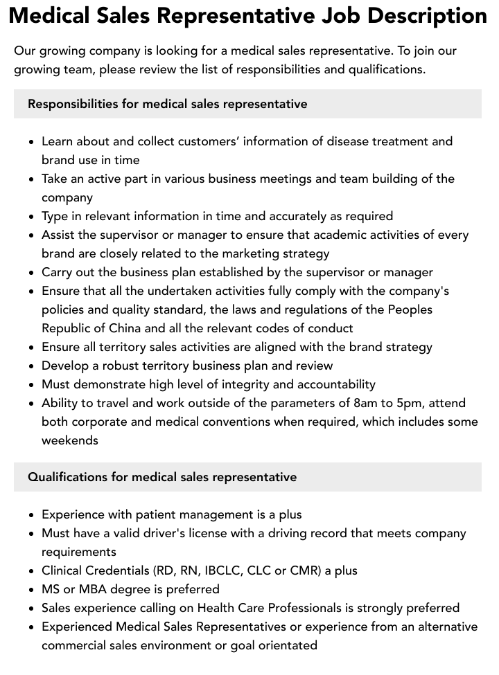 medical sales vacancies