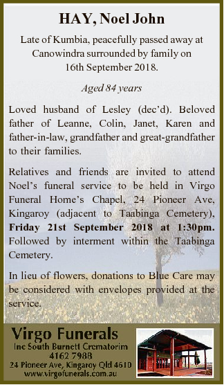 funeral notices south burnett