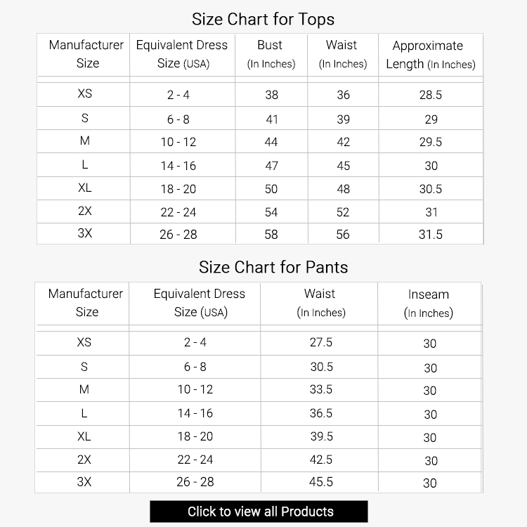 size chart on amazon