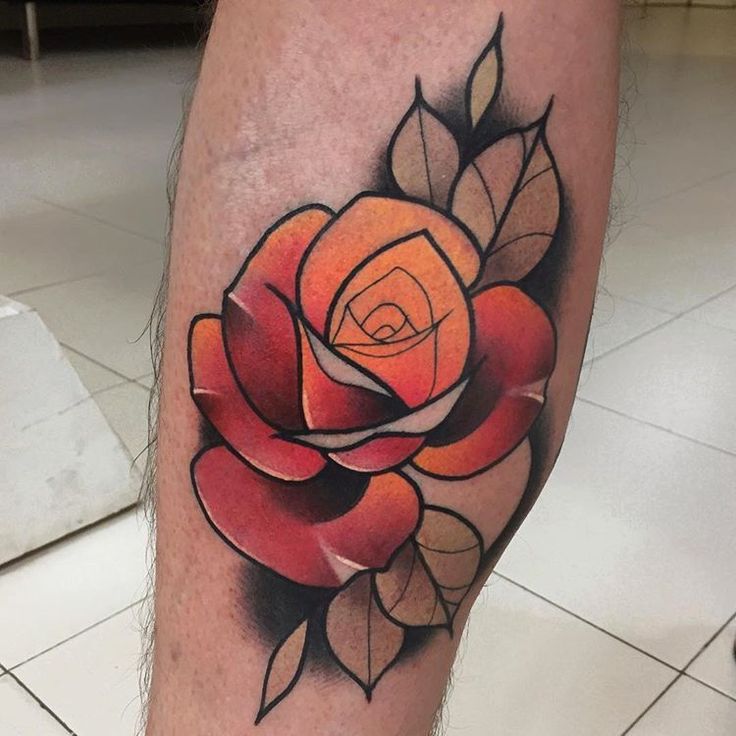 neotraditional rose tattoo