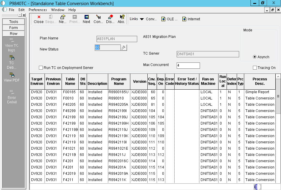 jde tables